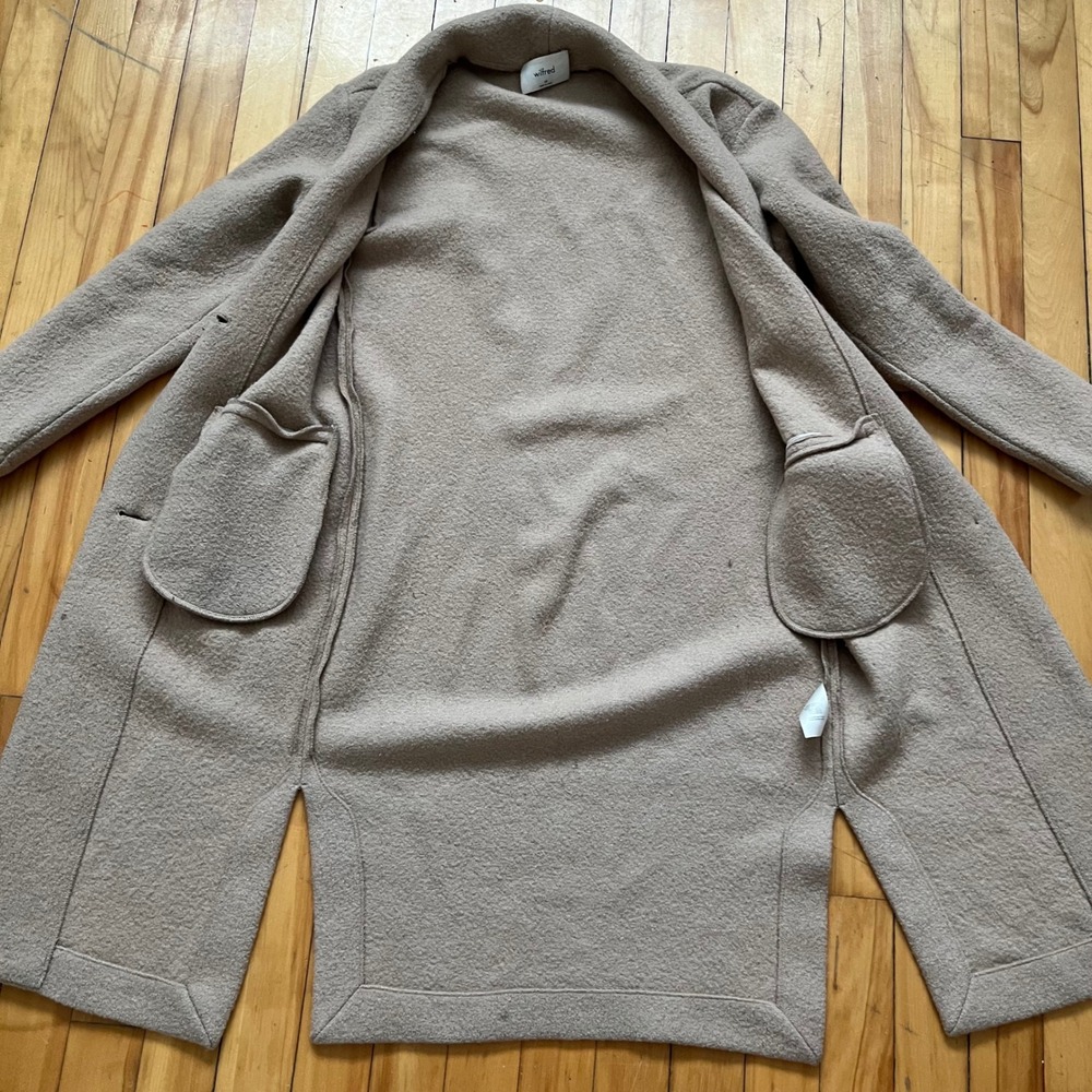 Wilfred Aritzia 100% Merino Wool Long Cardigan Coat Taupe Beige Xs 60333
